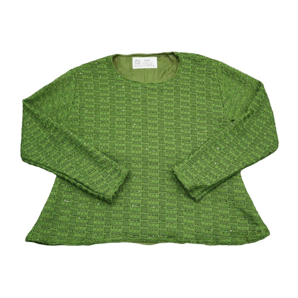 Casual Sweater Womens Green Long Sleeve Round Neck Knitted Pullover Cardigan